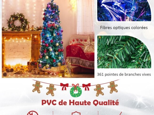 Artificial Christmas Tree 150cm with Fiber Optic Pre-Lit Fir Metal Stand