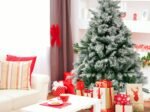 Artificial Christmas Tree with Pine Needles Flocked 136cm LED Lights