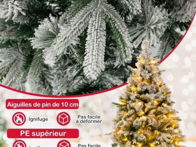 Artificial Christmas Tree with Pine Needles Flocked 136cm LED Lights