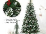 Artificial Christmas Tree with Snowflakes 150cm Red Berries Snow Flocked