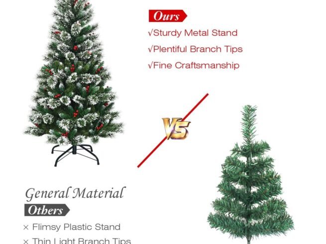 Artificial Christmas Tree with Snowflakes 150cm Red Berries Snow Flocked