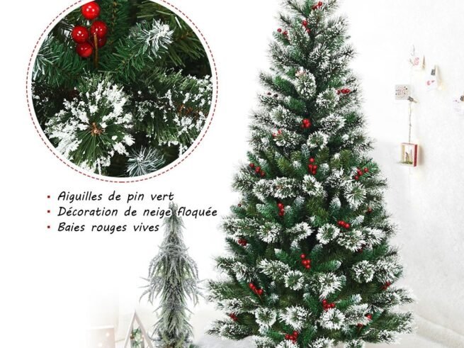 Artificial Christmas Tree 180cm with Snowflakes Dense Red Berries