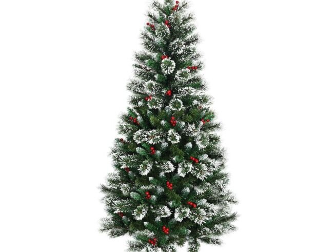 Artificial Christmas Tree 180cm with Snowflakes Dense Red Berries