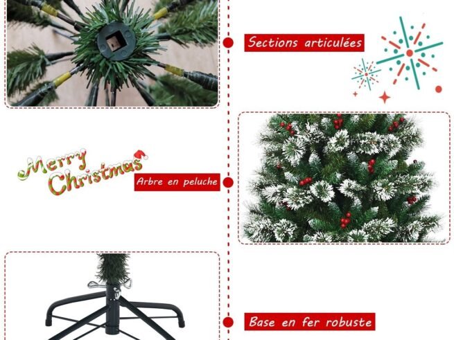 Artificial Christmas Tree 180cm with Snowflakes Dense Red Berries