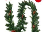 Christmas garland, with 100 LED lights 270cm Timer Red Berries