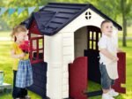Cottage Playhouse Pretend Play Center with Picnic Table 164x124x132 cm