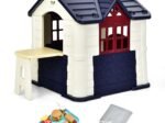 Cottage Playhouse Pretend Play Center with Picnic Table 164x124x132 cm