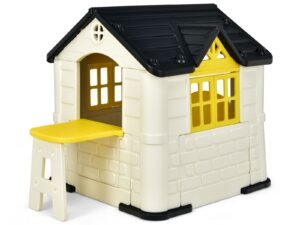 Cottage Playhouse Pretend Play Center with Picnic Table 164x124x132 cm