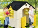 Cottage Playhouse Pretend Play Center with Picnic Table 164x124x132 cm