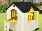 Cottage Playhouse Pretend Play Center with Picnic Table 164x124x132 cm