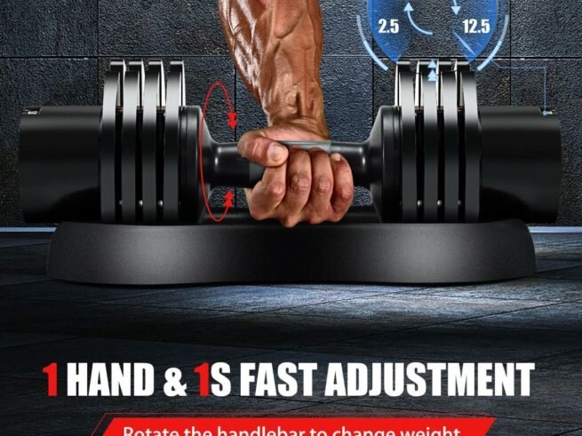 5-in-1 Adjustable Dumbbell with Tray and Non-slip Metal Handle 12.5kg