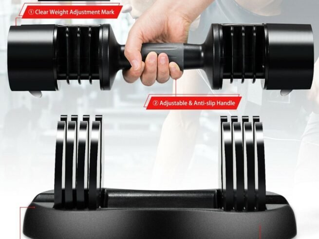 5-in-1 Adjustable Dumbbell with Tray and Non-slip Metal Handle 12.5kg