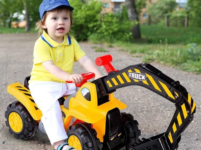 Excavator Tractor Ride On Toy for Children Safety Helmet