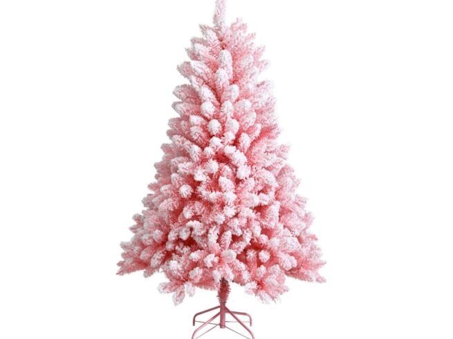 Artificial Flocked Christmas Tree 150 cm Pink Cherry Blossom Color