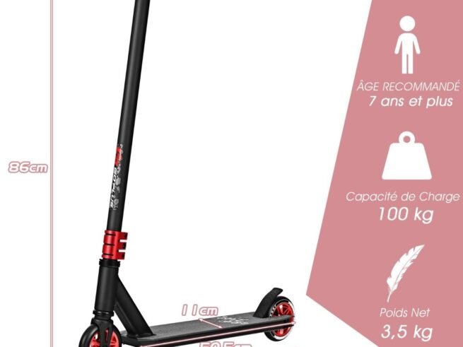 Freestyle Scooter with Aluminum Deck Luminous Stickers 11 cm Wheels T-Bar