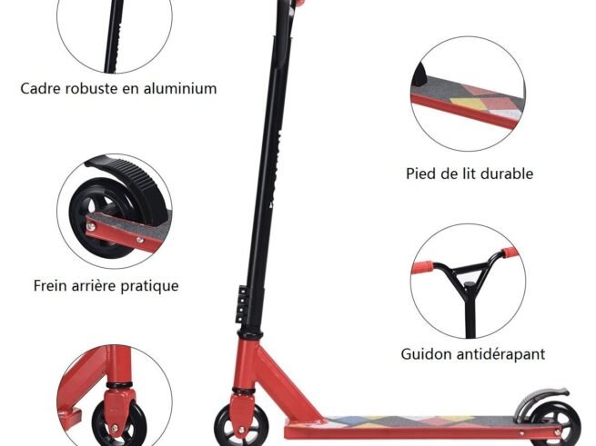 Freestyle Scooter with 360° PU Wheels Rear Brake and Non-Slip Handlebar