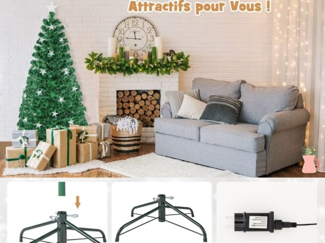 Illuminated Artificial Christmas Tree 150 cm LED Lights 8 Lighting Modes