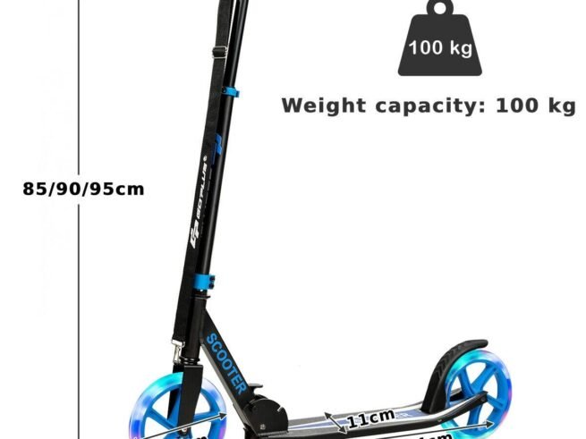 Kick Scooter Foldable and Adjustable Design with 2 Big Wheels LED Lights