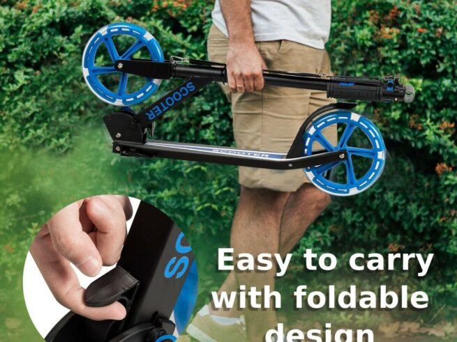 Kick Scooter Foldable and Adjustable Design with 2 Big Wheels LED Lights