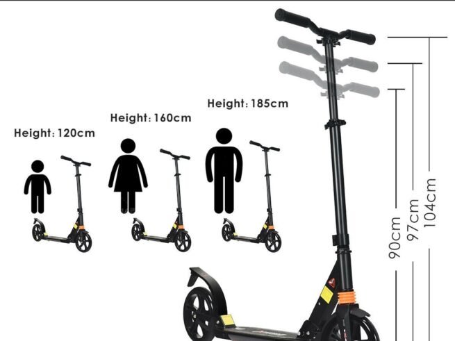 2 Wheel Scooter with Foldable Brake 3 Adjustable Heights Load 100KG