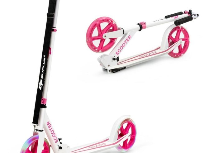 Kick Scooter Foldable and Adjustable Design with 2 Big Wheels LED Lights