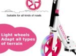 Kick Scooter Foldable and Adjustable Design with 2 Big Wheels LED Lights
