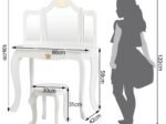 Kids Dressing Table Stool Set with Tri-Fold Mirror Removable Top White