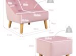 Kids Sofa Set 2 pcs Upholstered Furniture with Footrest for Playroom Bedroom
