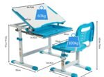 Children's Table and Chair Set Desk Height Adjustable Tiltable 0-45° 1 Drawer Top