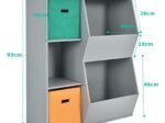 Modern Kids Toy Storage Cabinet with 2 Baskets Bookcase Gray Color
