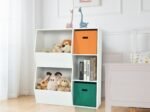 Modern Kids Toy Storage Cabinet with 2 Baskets Bookcase