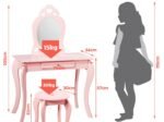 Children's Dressing Table with Mirror Kids Vanity Tables and Stool Pink