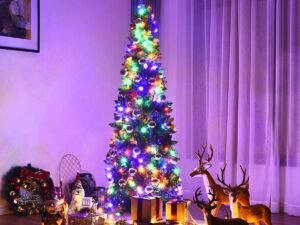 Artificial Christmas Tree Longiform 198 cm 250 LED Colored Lights