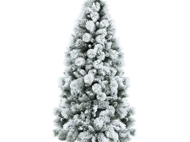 Long Hinged Snowy Christmas Tree 180cm 515 Leaves, 220 Pine Needles