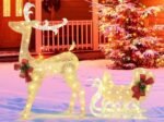 Luminous Christmas Reindeer with Sleigh 100 LED Warm White Lights