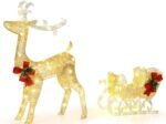 Luminous Christmas Reindeer with Sleigh 100 LED Warm White Lights