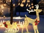 Luminous Christmas Reindeer with Sleigh 100 LED Warm White Lights