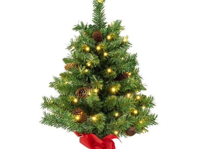 Mini Pre-Lit Christmas Tree 64cm 50 LED Lights 8 Lighting Modes