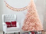 Artificial Christmas Tree 210 cm Metal Stand Pink Decoration
