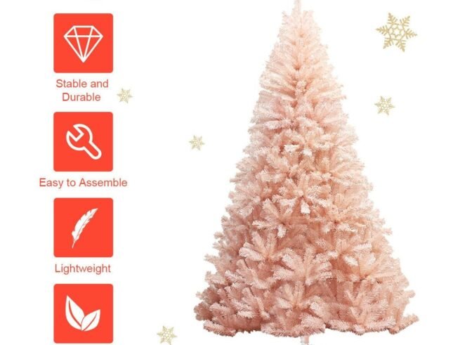 Artificial Christmas Tree 210 cm Metal Stand Pink Decoration