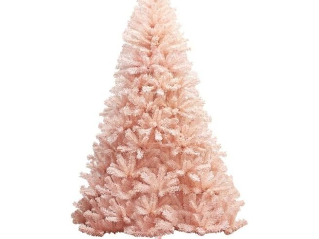 Artificial Christmas Tree 210 cm Metal Stand Pink Decoration