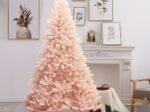 Artificial Christmas Tree 210 cm Metal Stand Pink Decoration