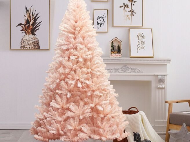 Artificial Christmas Tree 210 cm Metal Stand Pink Decoration