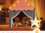Children's Playhouse Play Tent Washable Mat and Star Lights 105 x 121 x 136 cm