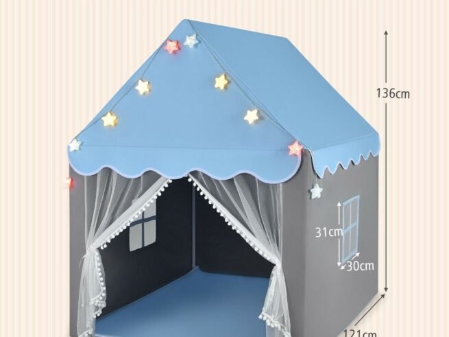 Children's Playhouse Play Tent Washable Mat and Star Lights 105 x 121 x 136 cm