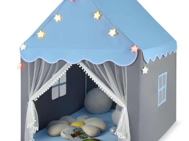 Children's Playhouse Play Tent Washable Mat and Star Lights 105 x 121 x 136 cm