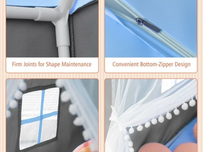 Children's Playhouse Play Tent Washable Mat and Star Lights 105 x 121 x 136 cm