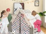 Playhouse Garden Hut for Children 6 in 1 Climbing Wall Drawing Board Basketball