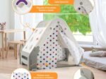 Playhouse Garden Hut for Children 6 in 1 Climbing Wall Drawing Board Basketball