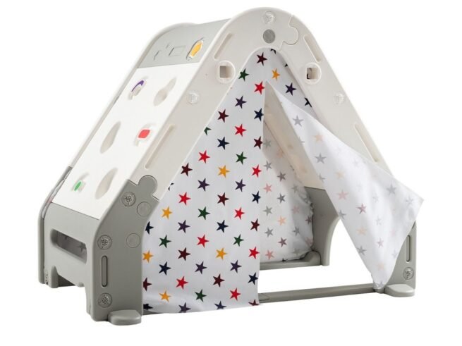 Playhouse Garden Hut for Children 6 in 1 Climbing Wall Drawing Board Basketball